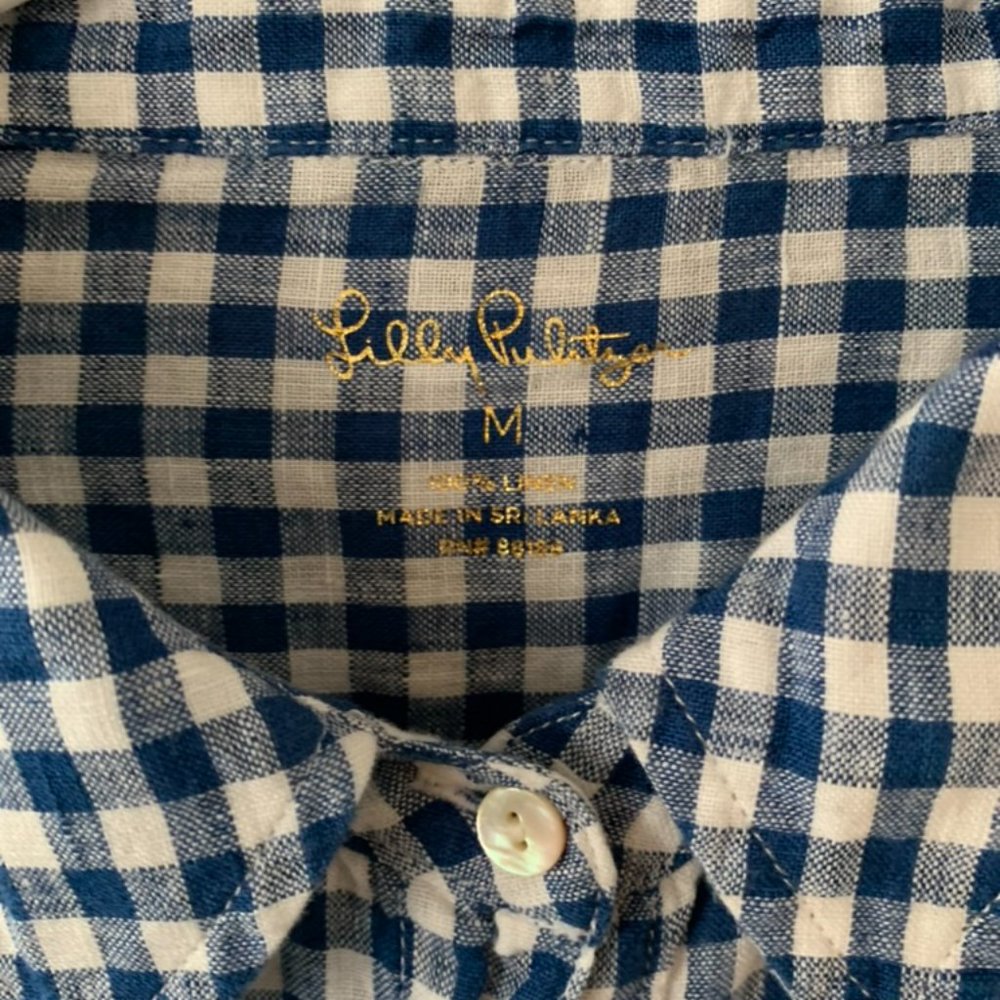 Lilly Pulitzer Sea View Button Down Gingham Navy - Picture 4 of 4